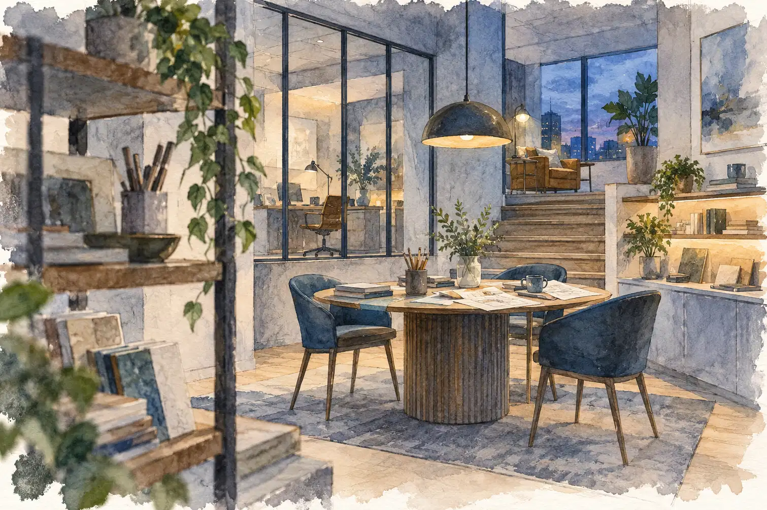 Illustration of consulting businesses and their working space